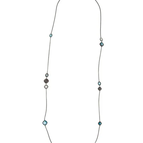 DAVID YURMAN STERLING SILVER TOPAZ, CHALCEDONY & DIAMOND 0.46 STATION NECKLACE - Picture 9 of 9